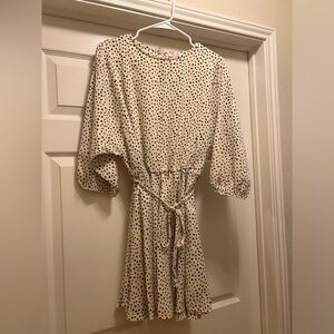 Pink Lily Just Can’t Say Goodbye Beige Spotted Mini Dress